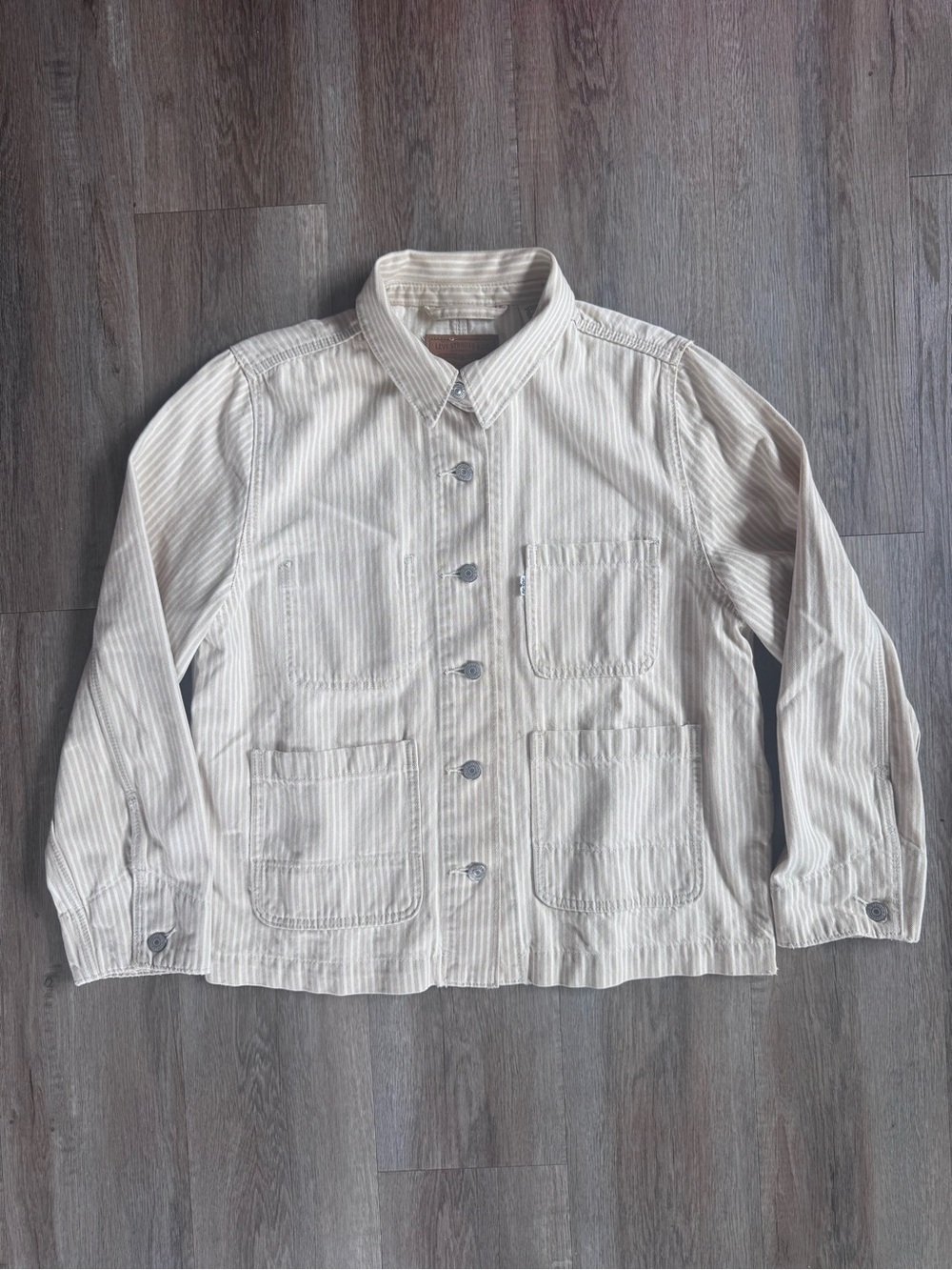 Levi's Cream and White Striped Workwear Jacket